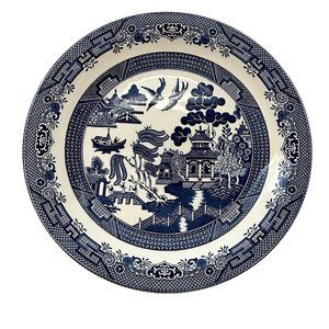 Churchill Willow Blue Chop Plate Georgian Shape 12" Round Platter Made‎ England